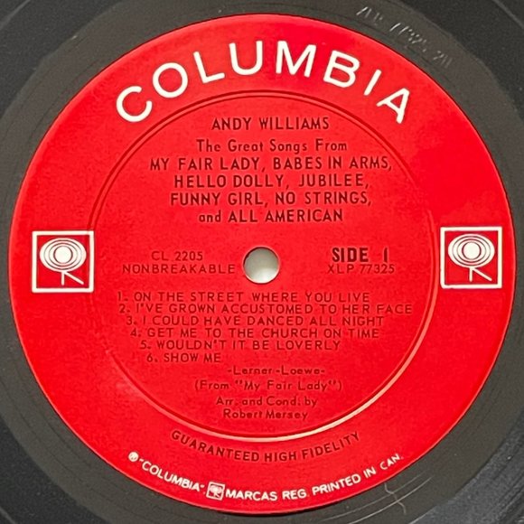 ANDY WILLIAMS Records ~ LONELY STREET + MY FAIR LADY & OTHER BROADWAY HITS + ... - Picture 10 of 15